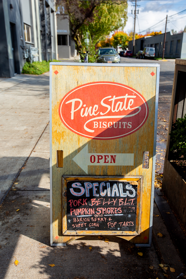 Daily specials sign at Pine State Biscuits