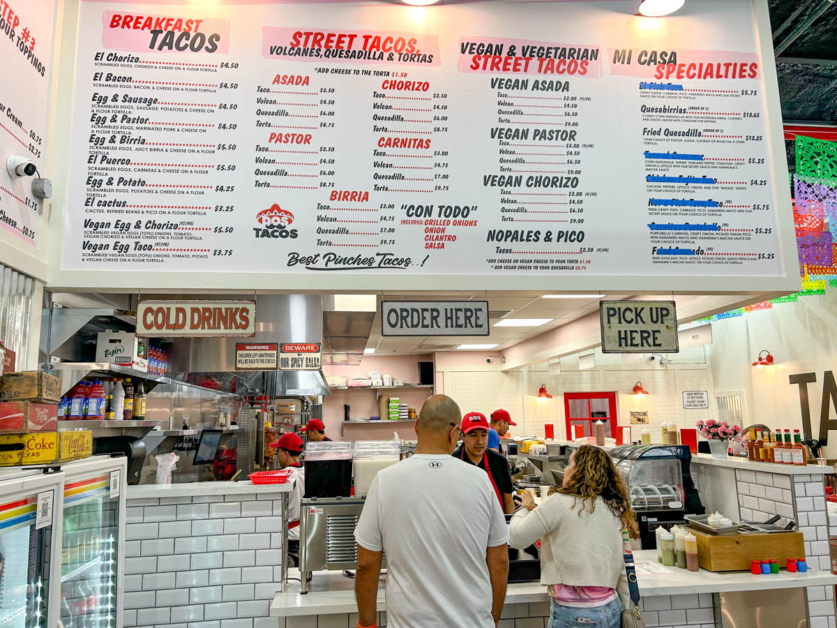 Dos tacos menu board