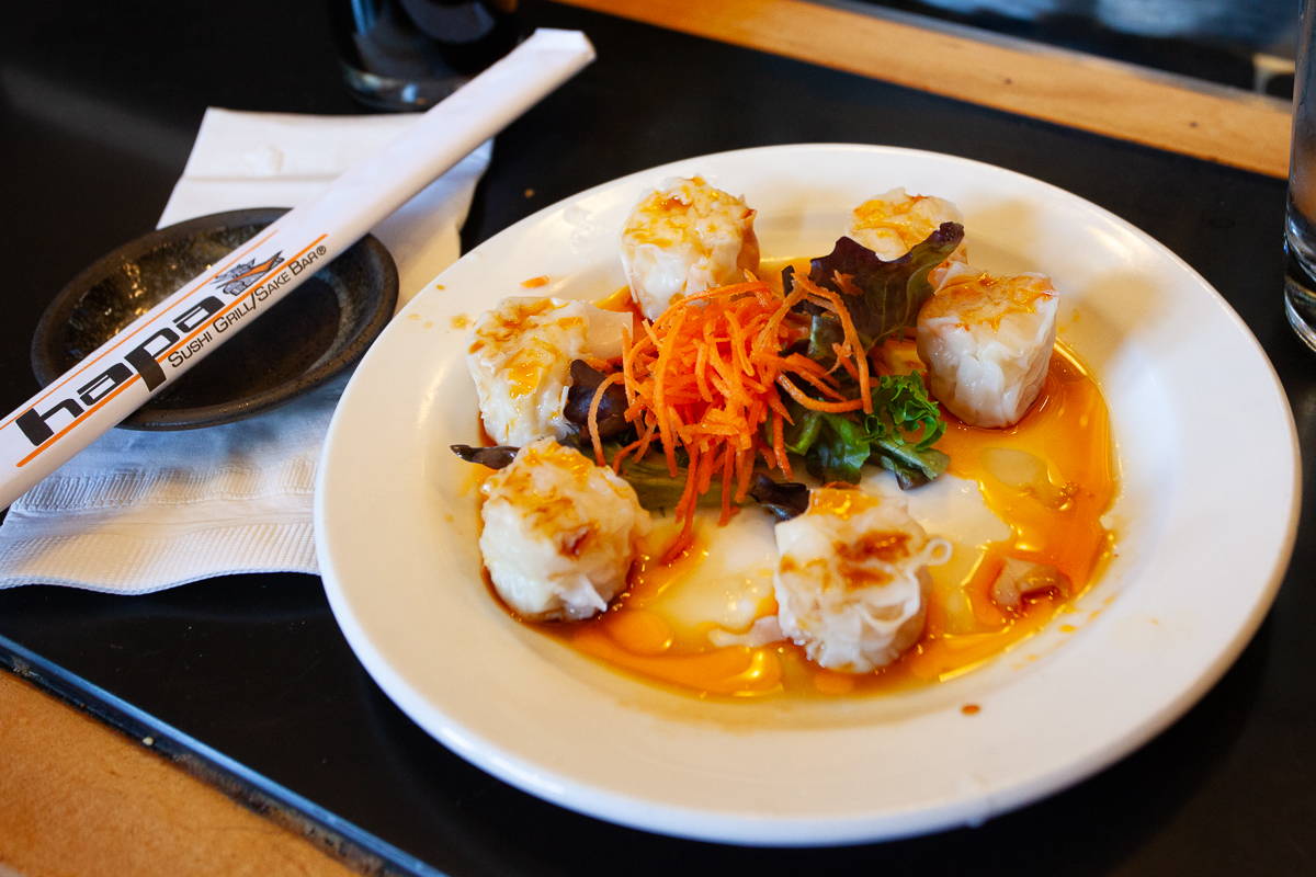 Shumai, steamed shrimp dumplings.