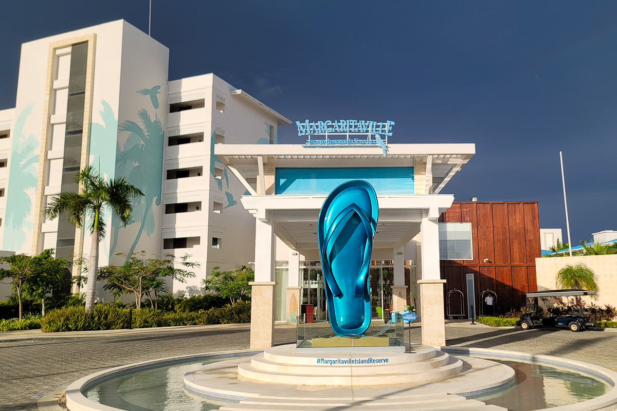 Margaritaville Cap Cana hotel main entrance.