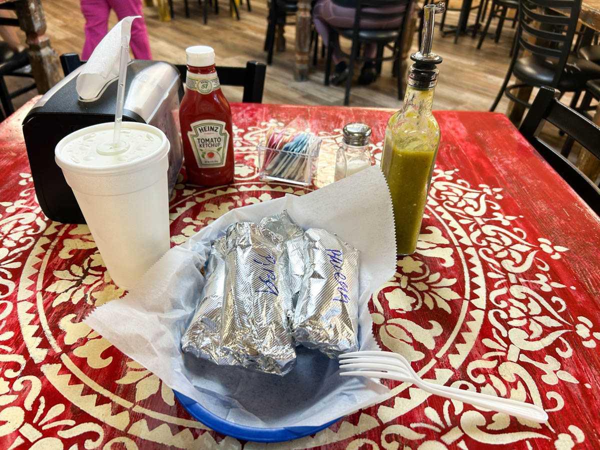 Four large Tejas Tacos