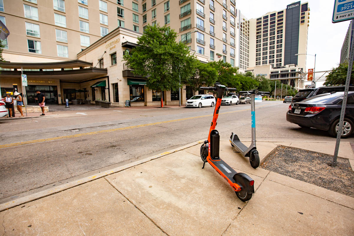 Scooters for rent located in front of the hotel