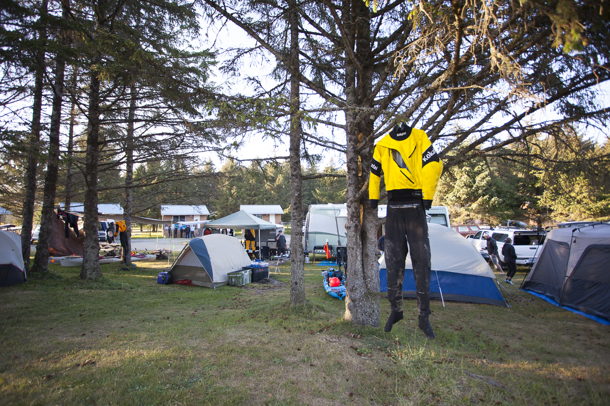 Hobuck Beach Resort hanging a dry suit from a tree is not the ideal.