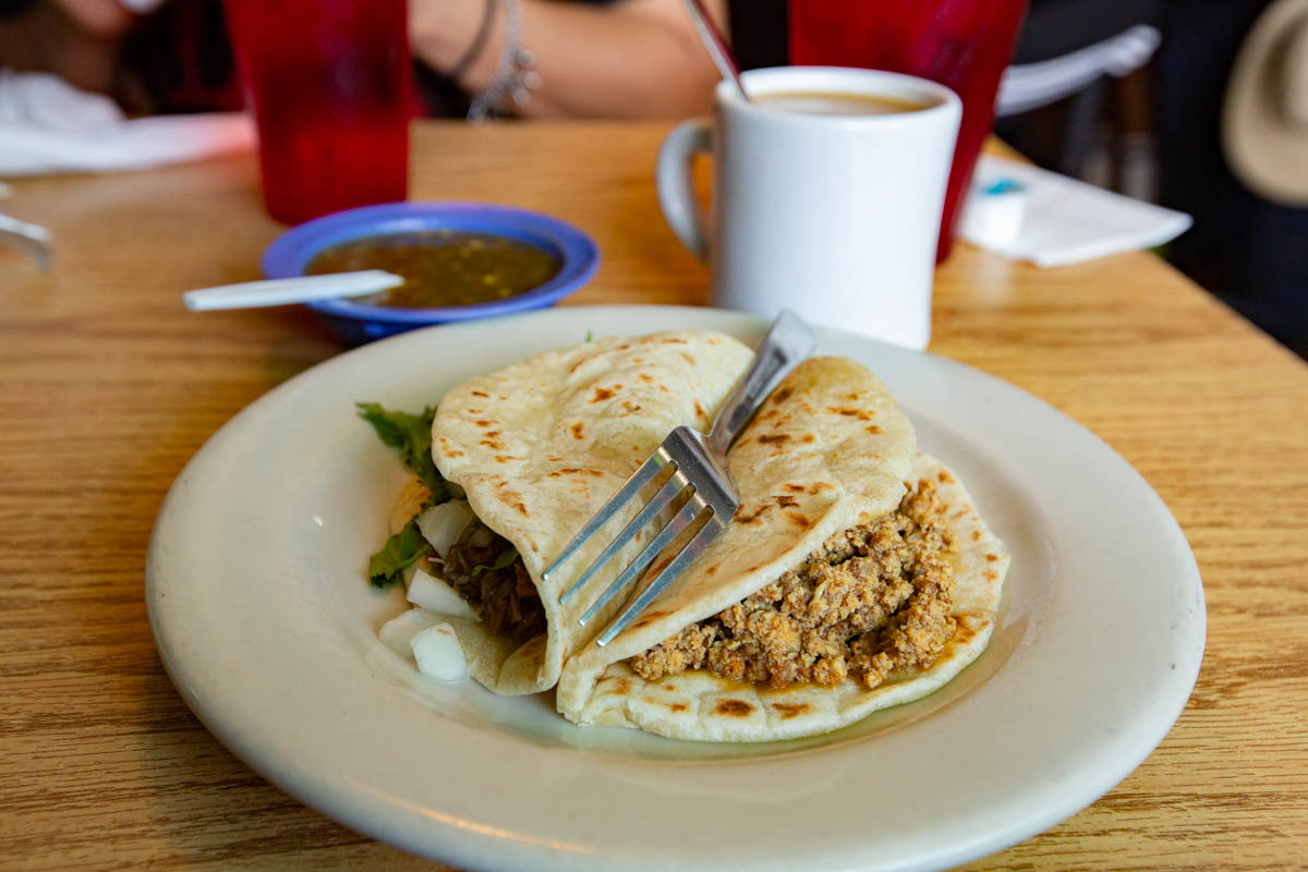 Chorizo and Egg taco at Joe' Bakery and Coffee Shop