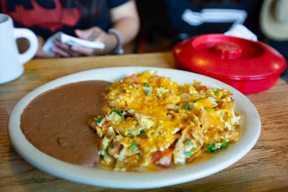 Migas breakfast plate Joe's Bakery