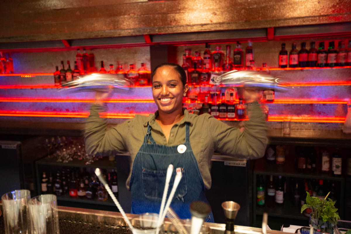 Bartender making drinks at Katy Beer Garden in Katy, TX
