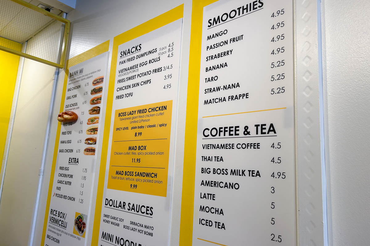 The Menu at Big Boss Bánh Mi